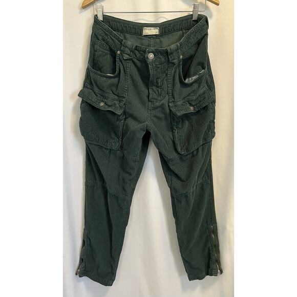 We the Free | Free People Corduroy Pants Womens Green Ankle Zipper Hipster- 28 - Picture 1 of 9
